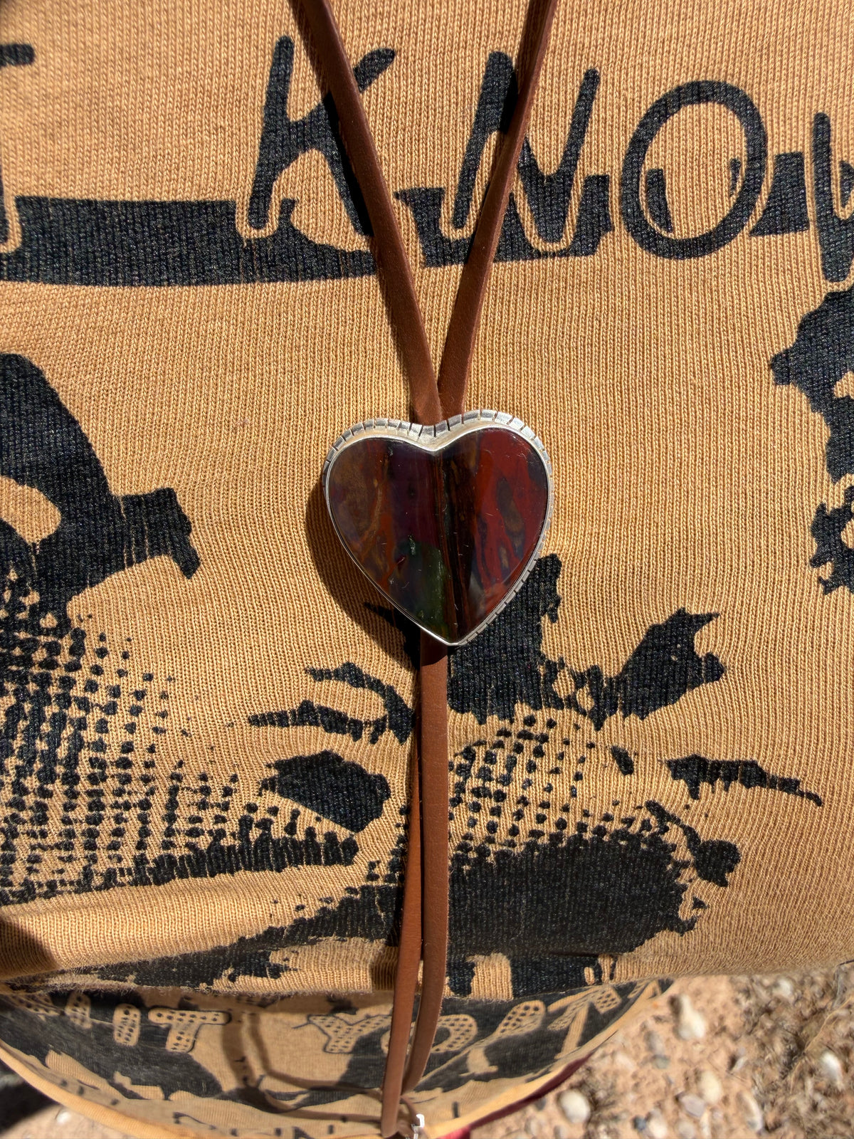 Purple Cow Jasper Heart Bolo Necklace
