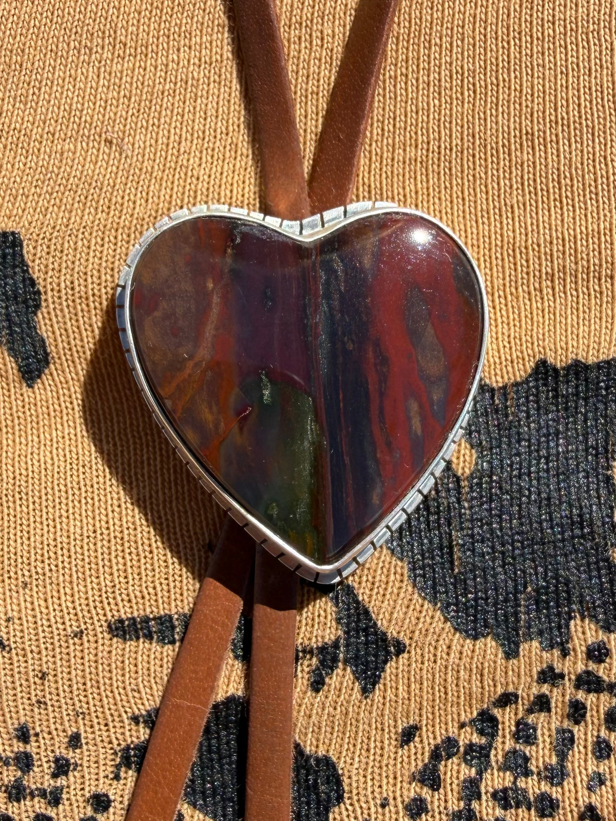 Purple Cow Jasper Heart Bolo Necklace