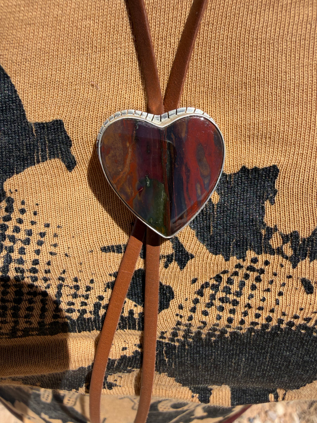 Purple Cow Jasper Heart Bolo Necklace